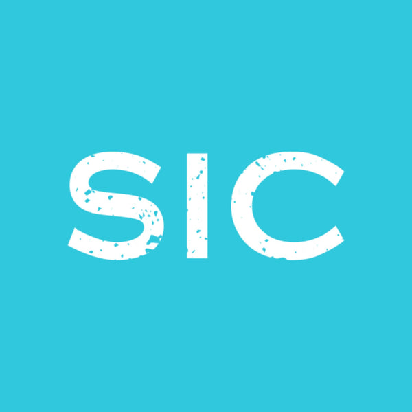 SIC Distressed Logo on blue background